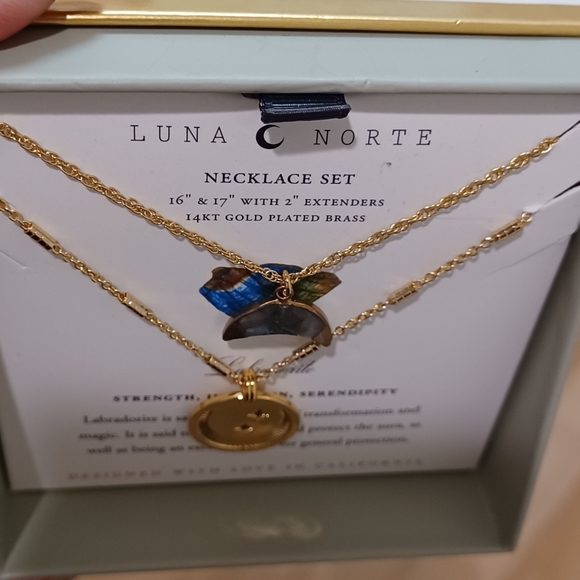 2 LUNA NORTE 14K GOLD PLATED LABRADORITE MOON GEM - Picture 7 of 7